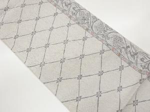 ふくれ織襷に花鳥模様織出し袋帯